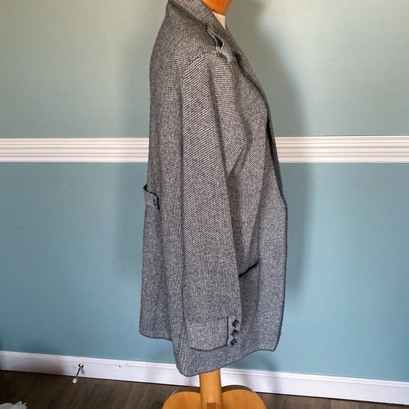 Talbots wool blend long line open front cardigan coat. Sz MP classic chevron - Picture 6 of 8